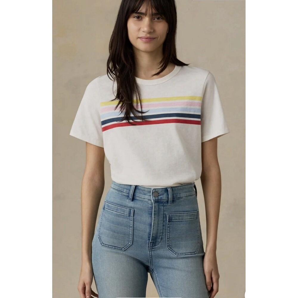 Faherty Sunwashed Regenerative Tee - Sunset Parade Stripe Medium NWOT